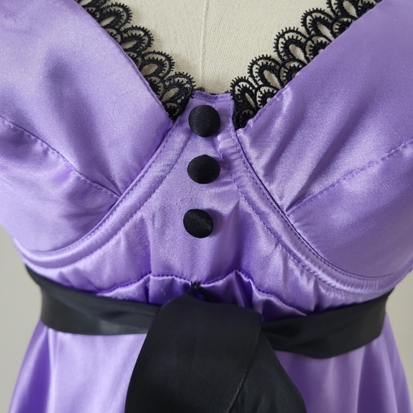 *Free With Purchase* Lilac camisole bra corset satin lace support satin negligee - Picture 6 of 8